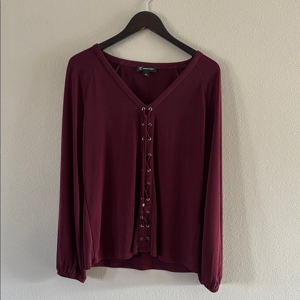 Women's Burgundy Lace-Up Top